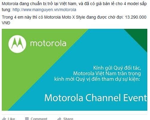 Motorola trở lại thị trường Việt Nam?