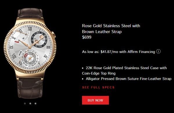 Đồng hồ thông minh, Huawei Watch, mạ vàng