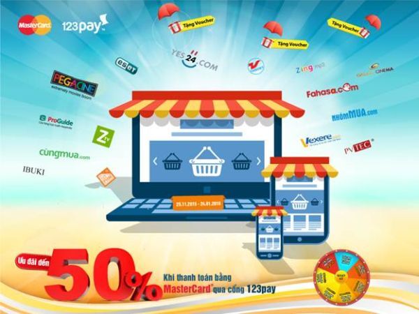 123Pay liên kết MasterCard ưu đãi mua sắm cuối năm