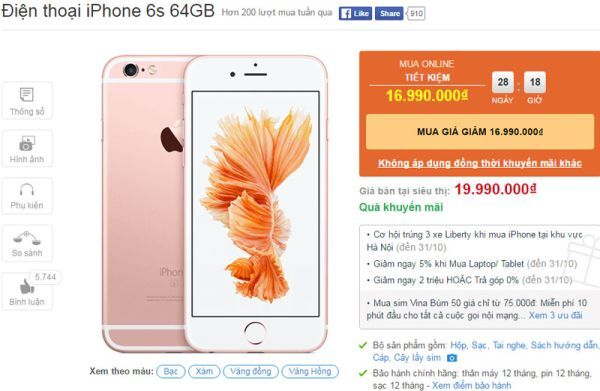 iPhone 6s và iPhone 6s Plus giảm giá sốc
