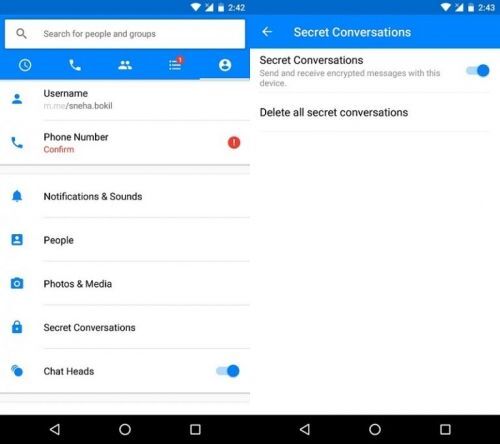 Giao diện màn hình tính năng mã hoá đầu cuối trên Facebook Messenger.