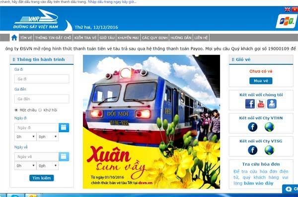 Đường sắt Việt Nam cảnh báo về các trang web bán vé tàu Tết giả mạo