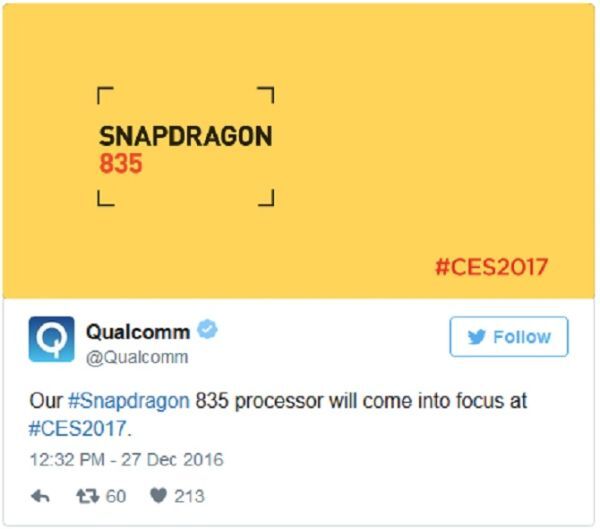 qualcomm, snapdragon 835, chip, samsung, samsung galaxy s8, ces 2017