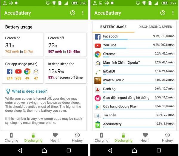 Kiểm tra mức độ chai pin trên smartphone Android