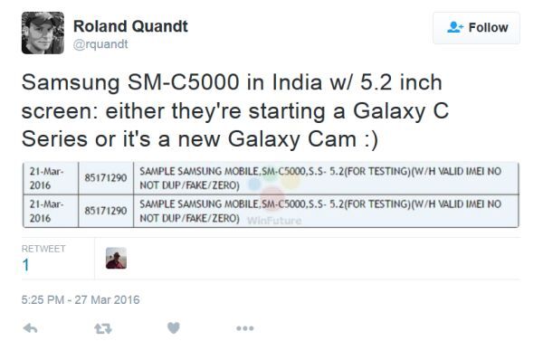 Thông tin về dòng Samsung Galaxy C dành riêng cho thị trường Trung Quốc bị rò rỉ qua trang Zauba.