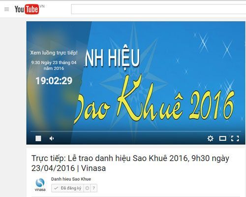 VINASA truyền hình trực tiếp trao danh hiệu Sao Khuê trên Youtube