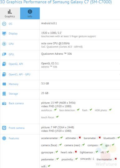 Galaxy C7 lộ cấu hình chi tiết - ảnh 2