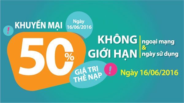 Hôm nay Viettel khuyến mại 50% thẻ nạp