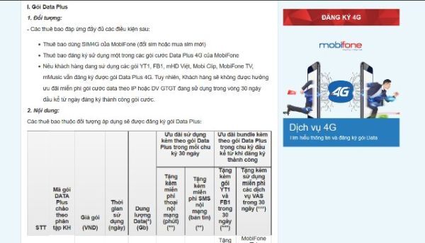 Gói cước MobiFone 4G có giá khởi điểm từ 120.000 đồng
