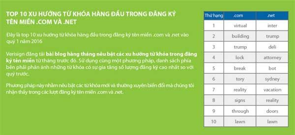 Tên miền, verisign, tên miền .com, Báo cáo tóm tắt Ngành Tên miền, tên miền internet, tên miền cấp cao, 