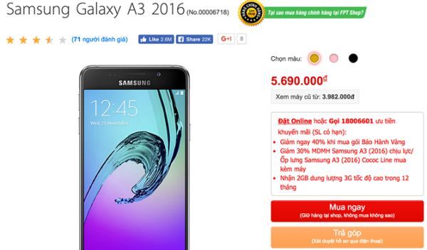 Galaxy A3 và J7 2016 giảm giá đón Galaxy J7 Prime - ảnh 2