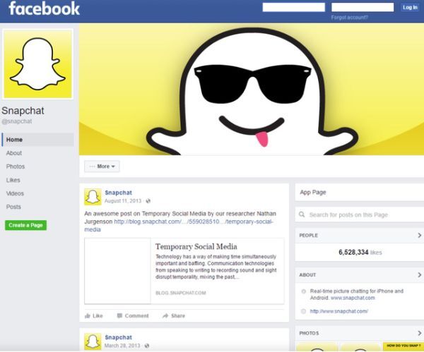 Snapchat bỏ fanpage trên Facebook