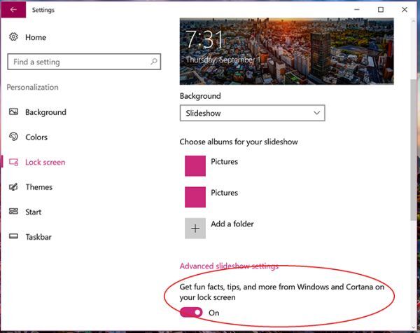 Cách xoá quảng cáo ở màn hình khóa Windows 10