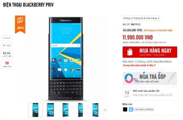 BlackBerry Priv chính hãng giảm giá gần 7 triệu đồng - 1