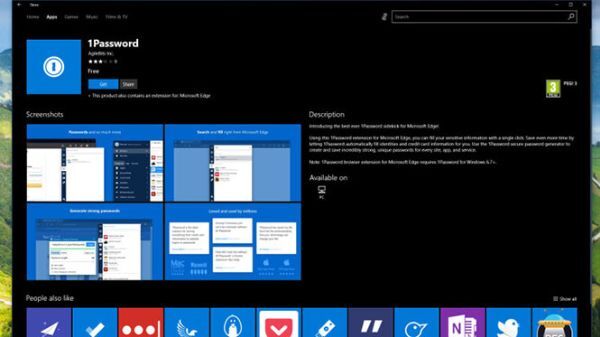1Password cho trình duyệt Edge đã được cung cấp trên Windows Store