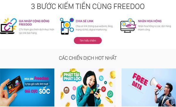 VNPT, tiếp thị liên kết, Kiếm tiền online, Freedoo,
