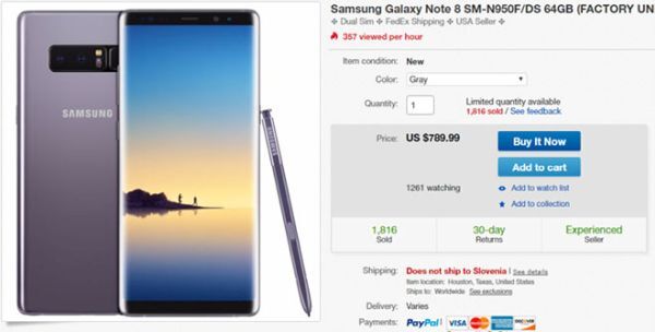 Galaxy Note 8 mở khóa 2 SIM đang được giảm hơn 3,6 triệu đồng