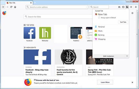 Multi-Account Containers là add-on được cung cấp bởi chính Mozilla