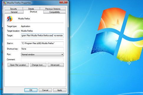 Sửa đường dẫn trên shortcut Firefox để có thể sử dụng nhiều hồ sơ tài khoản cùng lúc