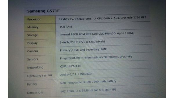 Galaxy J5 Prime (2017) rò rỉ cấu hình: chip Exynos 7570, RAM 3GB ảnh 1