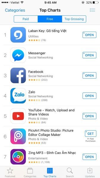 Laban key vươn lên vị trí số 1 trong top ứng dụng miễn phí trên iOS
