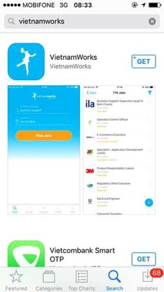 Ứng dụng di động, Tuyển dụng trực tuyến, tìm việc trực tuyến, vietnamworks, ứng dụng tìm việc, Navigos Group Việt Nam,