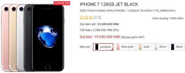 iPhone 7 phiên bản 128 GB giảm giá bán 2 triệu đồng