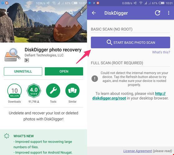 DiskDigger photo recovery: Khôi phục dữ liệu đã xóa trên smartphone