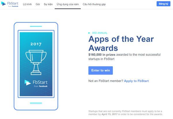  Facebook, Ứng dụng di động, Cuộc thi, Startups, fbstart, facbook fbstart, hỗ trợ khởi nghiệp, cuộc thi Ứng dụng của năm, 