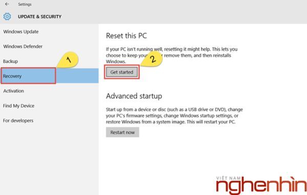 Reset Windows 10
