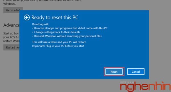 Hướng dẫn khôi phục Windows 10 về trạng thái mới cài đặt
