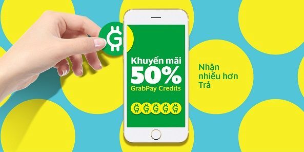 Khuyến mãi 50% mệnh giá khi nạp tiền vào tài khoản GrabPay Credits
