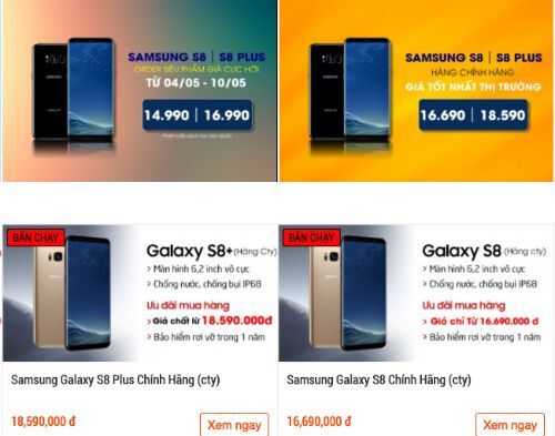Loan gia Galaxy S8 o Viet Nam