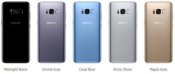 Các màu sắc hiện có của Samsung Galaxy S8 và S8+