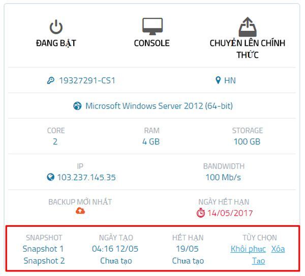 máy chủ, điện toán đám mây, đổi điện thoại mới, Long Vân, Snapshot, Cloud Server, máy chủ ảo, 