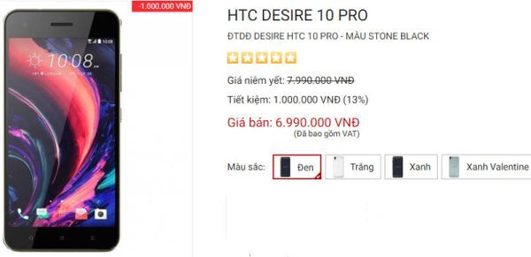 Smartphone chuyên chụp HTC Desire 10 Pro giảm giá 1 triệu đồng