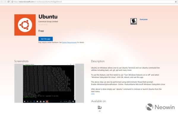 Người dùng đã có thể download hệ điều hành Ubuntu từ Windows Store