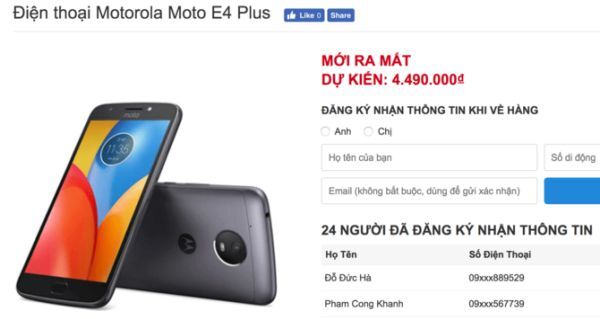 Moto E4 Plus sắp lên kệ Việt giá 4,5 triệu
