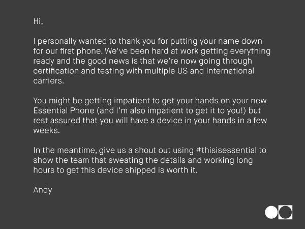 Essential Phone sắp sửa đến tay người dùng
