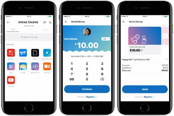 Các thao tác chuyển tiền qua PayPal từ ứng dụng Skype diễn ra khá dễ dàng /// Ảnh: Skype