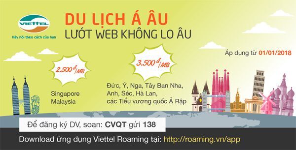 Viettel tiếp tục giảm giá cước dịch vụ Data Roaming tại 10 quốc gia