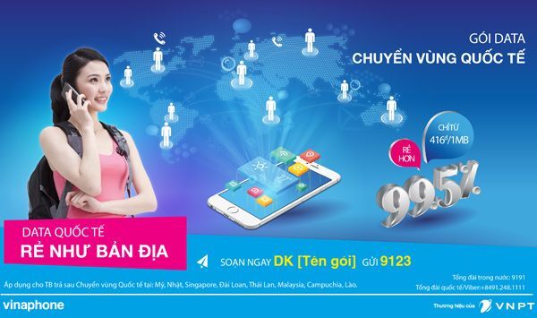 VinaPhone ra mắt gói cước Data Roaming R500