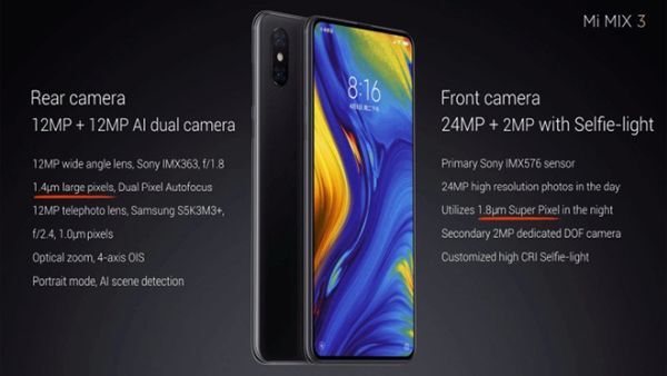 Thông số máy ảnh trên Xiaomi Mi MIX3