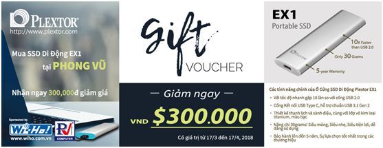Cơ hội nhận phiếu giảm giá khi mua SSD Plextor