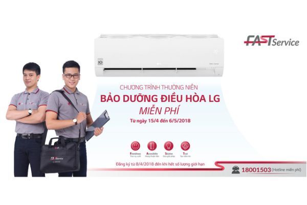 LG thực hiện chương trình bảo dưỡng điều hòa miễn phí 2018