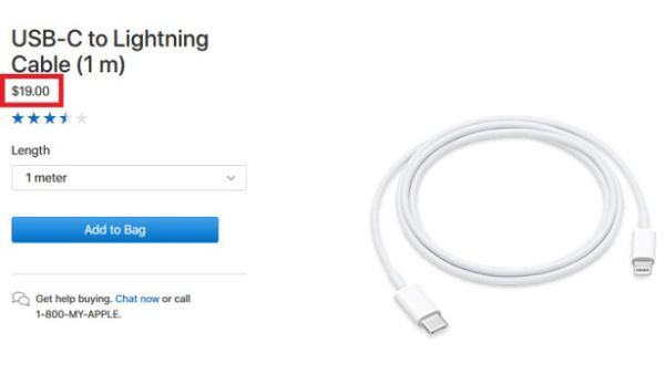 Apple giảm giá dây cáp USB-C to Lightning