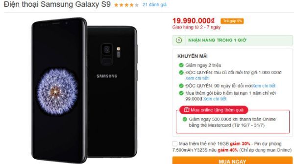 Bộ đôi Galaxy S9 và S9+ đồng loạt giảm giá mạnh
