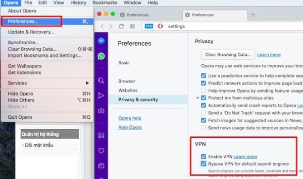 Các tùy chọn thay đổi máy chủ VPN.