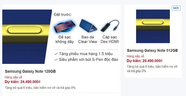 Mức giá dự kiến của Galaxy Note 9 tại Việt Nam