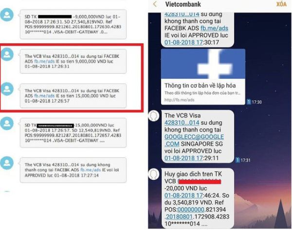 Thẻ VISA, Vietcombank, sự cố ngân hàng, Visa debit Vietcombank